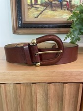 Brown Italian Leather Womans Belt W Gold Hardware The Limited Size L 43  