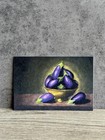 Set Of 3 ACEO Prints Moody Oil Painting Avocado Lemon Eggplants Baroque Art Card — photo 4
