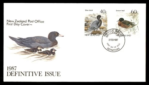 Mayfairstamps New Zealand FDC 1987 dual blue duck and brown teal duck First Day
