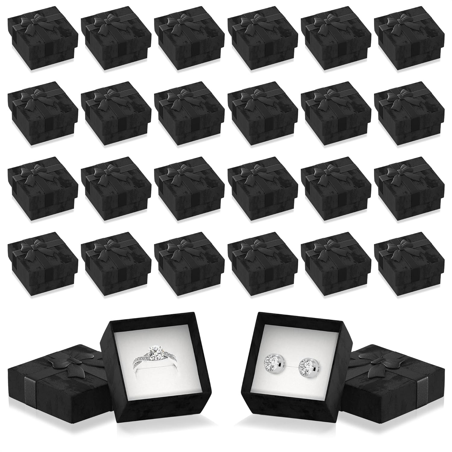 KETAR Ring Boxes Bulk Pack 24 Pcs – Small Box, 1.57x1.57'', Black 