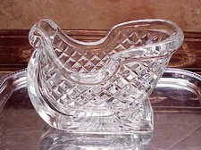 Vintage St. George Crystal Sleigh Candy Dish Centerpiece 6 1/2" long Heavy NICE