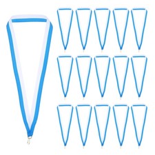 25Pcs Award Neck Ribbons with Snap Clip Medal Lanyards Light Blue