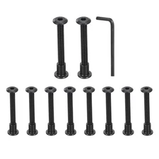 10Sets M6x55mm Hex Drive Socket Cap Bolt M6x10mm Nuts with Hex Wrench Black