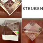 RARE Vintage Signed STEUBEN GLASS Jewish/Star Of David Judaica Prism Sculpture