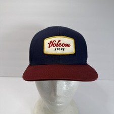 Volcom Stone Baseball SnapBack Cap Hat Blue Burgundy Youth Size 0/S Adjustable