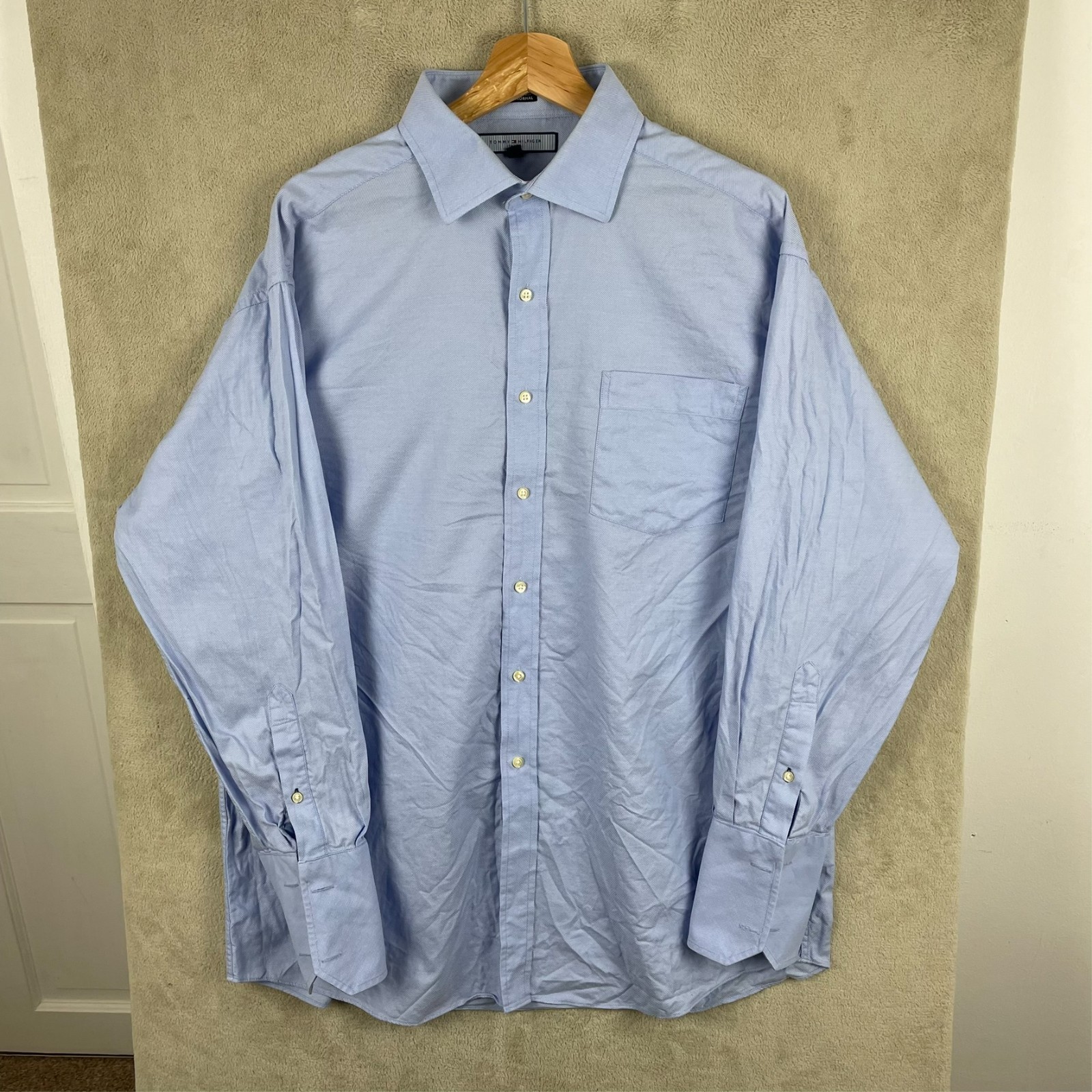 Men's Tommy Hilfiger Ithaca Cuff Link Long Sleeve Shirt Size XL Extra Large Blue