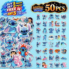 50pcs Lilo  Stitch Stickers Disney Cartoon Stitch Angel Waterproof Vinyl Decals
