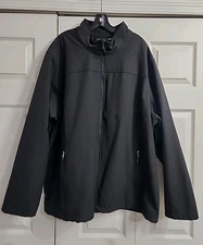 Swiss Tech Men’s Black Zip Up Collared Jacket Size (3XL 58"Chest) 30"Long 