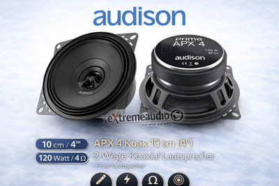 Audison APX 4 SET 100mm 2 Wege 10 cm Koaxial Lautsprecher 120 Watt - 1 Paar