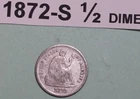 1872-S SEATED LIBERTY HALF DIME US 90% SILVER COIN VERY GOOD BETTER DATE 837,000