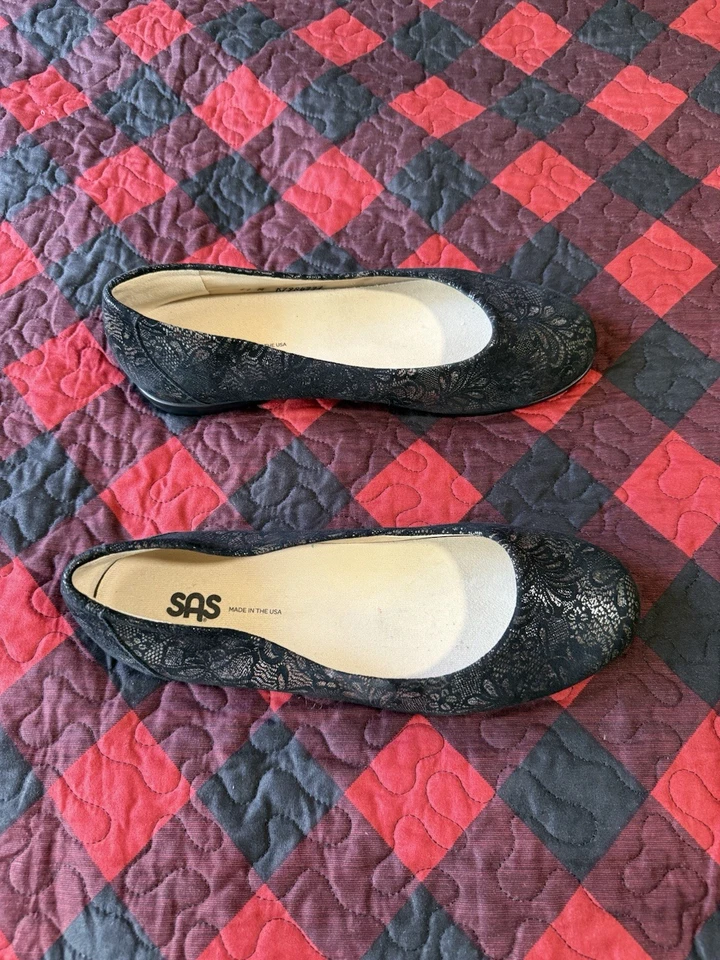 Zapatos planos florales negros escénicos SAS para mujer talla 11 Foto 4 de 4