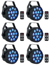 6 Rockville RockPAR TRI LED RGB Compact Par Can DJ DMX Wash Lights Remote Black