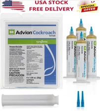 GENUINE Advion Roach Killer | 4 PACK | Cockroach Gel Bait Tubes + Plunger & Tips