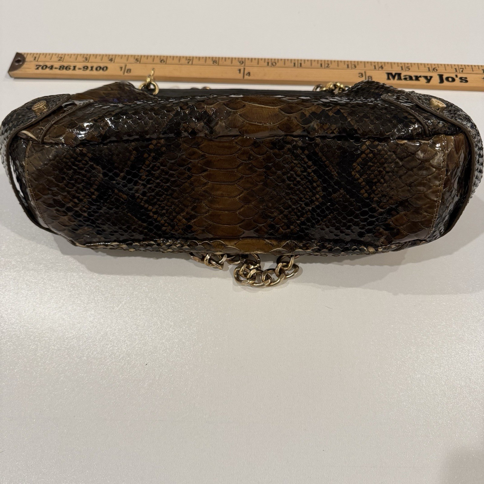 Elaine Turner Python Snakeskin Leather Clutch w/r… - image 8