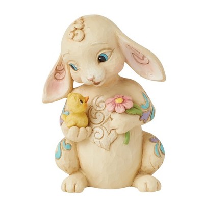 Jim Shore Heartwood Creek Bunny Holding a Chick Miniature Figurine- Stone Res...