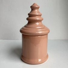 Vintage 1980 Jaru Pottery Jar Canister Urn Finial Lid Peach Decor 10” Ceramic