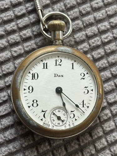 Vintage Elgin Pocket Watch Gold Tone Case w Original Chain Antique
