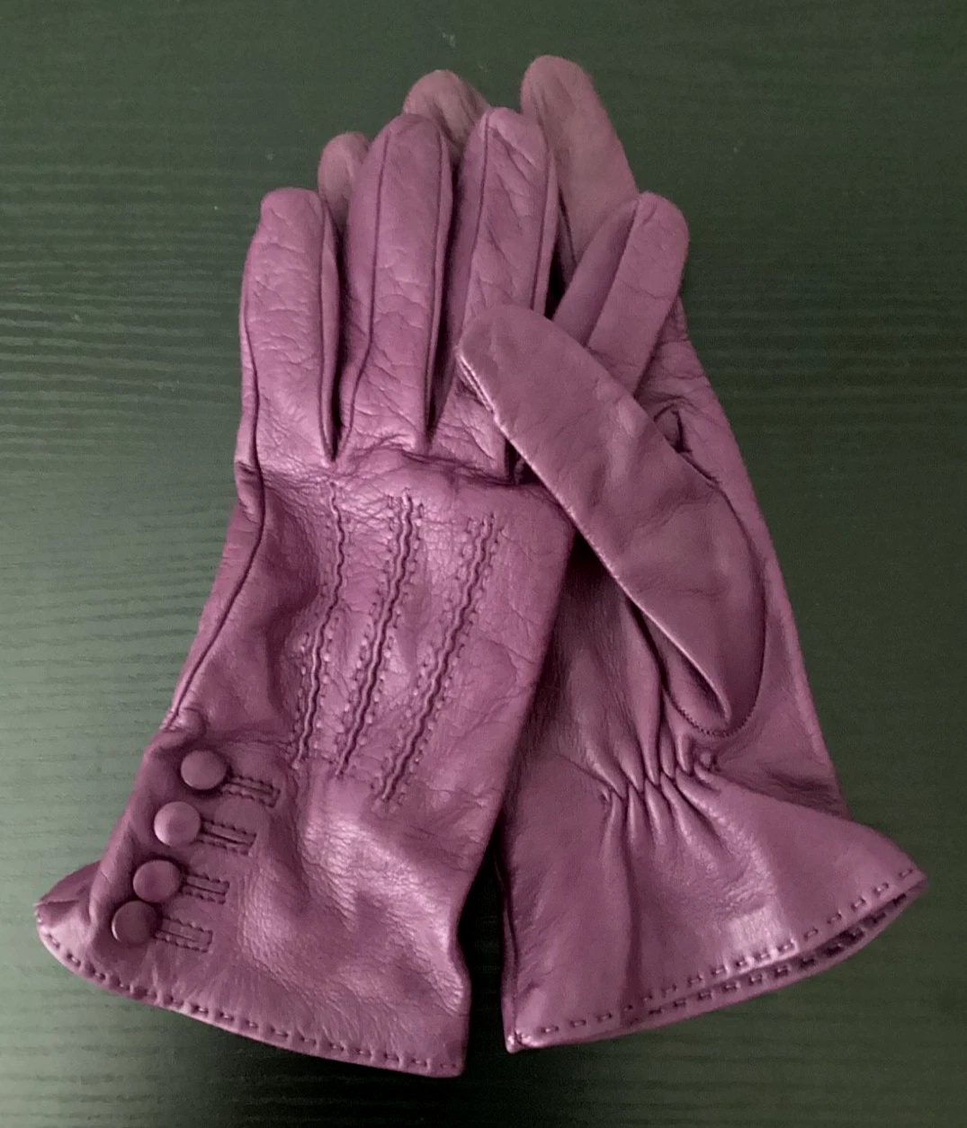 JB Guanti Italian Soft Leather Gloves Silk Lined Purple Size 7 1/2
