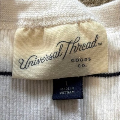 Universal Thread White Black Striped Sleeveless Deep V Pullover Tank Top Size L