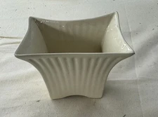 VINTAGE Ivory Ceramic Fluted Planter Vase, Marietta Modern