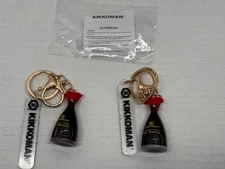 2 New Kikkoman Soy sauce Mini Bottle Keychain Backpack Bag Charm
