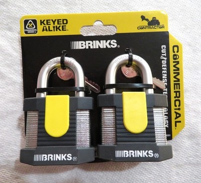 2  BRINKS - 50mm Commercial Laminated Steel Keyed Alike Padlock  Boran Shackle