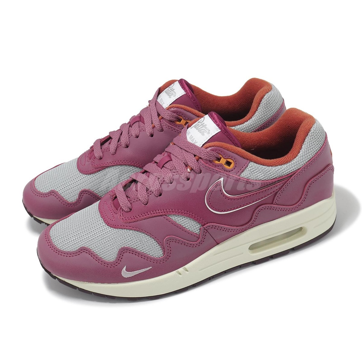 Nike x Patta Air Max 1/P Rush Maroon Men Casual Shoes Sneakers 