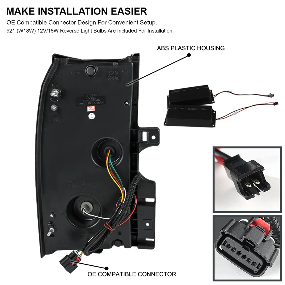 Jet Black Fits 2015-2020 Chevy Tahoe Suburban LED Rear Tail Lights Brake Lamps Foto 4 de 4