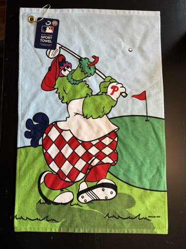 Philadelphia Phillie Phanatic Maskottchen Golf Sport Handtuch Phillies Neu mit Etikett WinCraft Haken