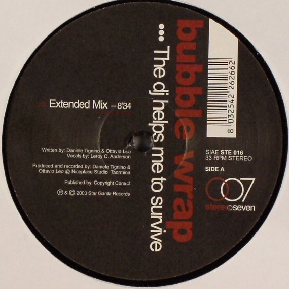 Bubble Wrap - DJ Helps Me To Survive - Used Vinyl Record 12 - R4593z