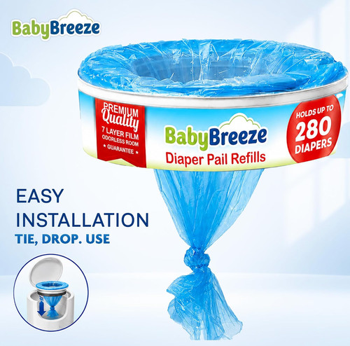BabyBreeze Diaper Pail Refill Bags for Diaper Genie 280ct