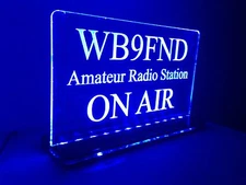 Solid Color 110V Custom Engraved LED Ham Shack Amateur Radio Call Sign Plaque