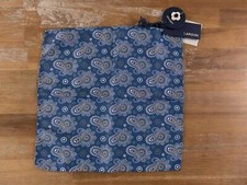 LARDINI blue paisley print silk pocket square authentic NWT Italy