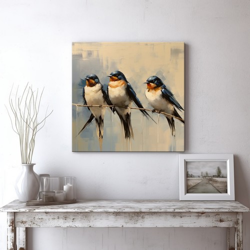 Swallows, Bird Canvas Print, Birds Wall Art, Bird Lover Gift, Nature Art - Picture 9 of 10