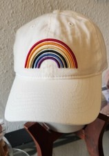 White adjustable embroidered rainbow hat baseball Cap NWT