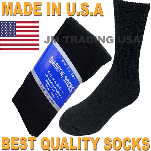 BEST QUALITY 18 pair of mens black Diabetic crew socks 1315 KING SZ