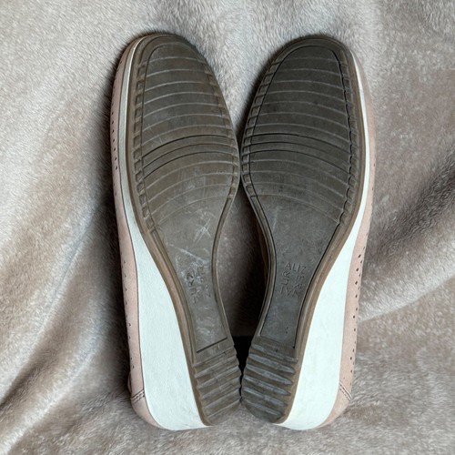 Naturalizer Damen 8M Betina 2 rosa weiß Leder Keilabsatz Slipper perforiert - Bild 7 von 8