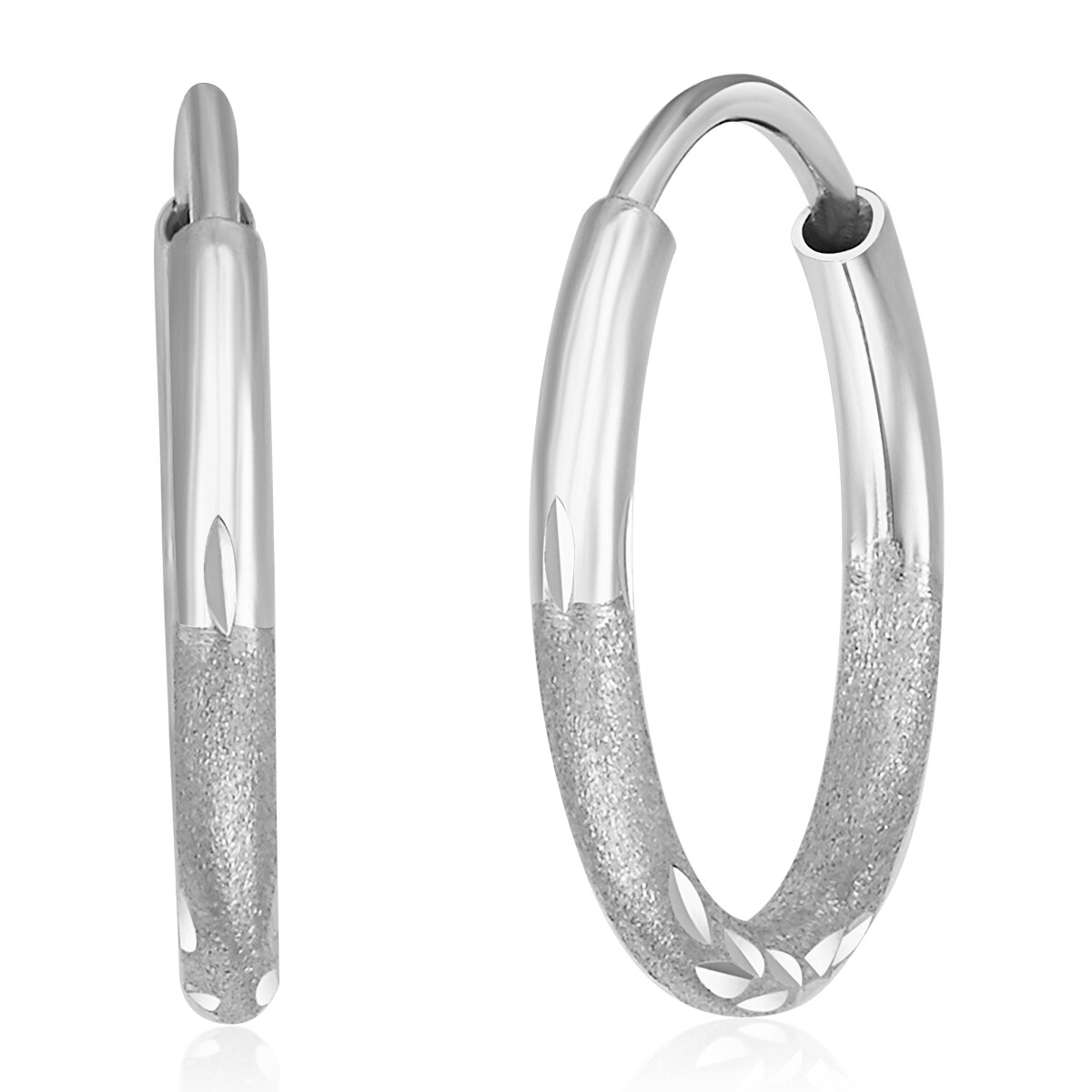 Wellingsale 14k White Gold Diamond Cut 1.5mm Endless Hoop Earrings (x mm)