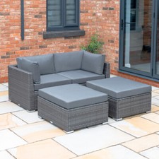 Harrier Outdoor Rattan Sofa Set [2 Seats + 2 Ottomans] | THICK RATTAN SOFA BED