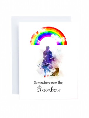 Zauberer von Oz 5x7 Grußkarte Irgendwo über dem Regenbogen, Dorothy Toto Regenbogen