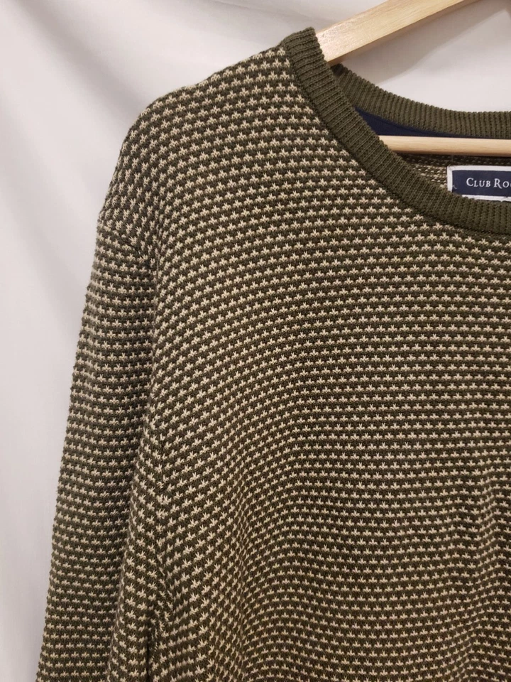 Suéter Club Room Hombre Grande Verde Oliva Cuello Redondo Pullover Foto 3 de 4
