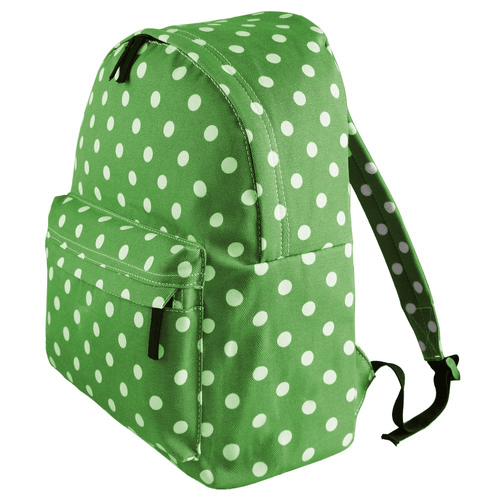 The Olive House® Polka Dot Canvas Rucksack Backpack Green - Picture 2 of 3