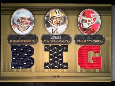 Tom Brady Drew Brees Rare Triple Threads #3/9 !!