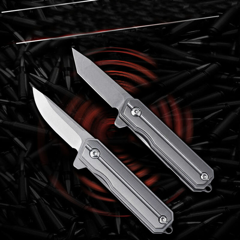 Outdoor Mini D2 Blade Titanium Handle Folding Knife Key Chain Pocket EDC Tool