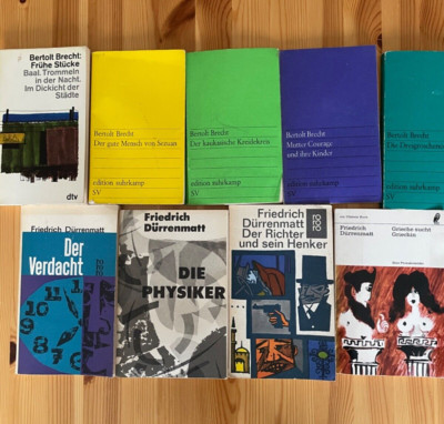 Sammlung von 9 deutschen Lehrbüchern mit Brecht und Durrenmatt gebraucht guter Zustand