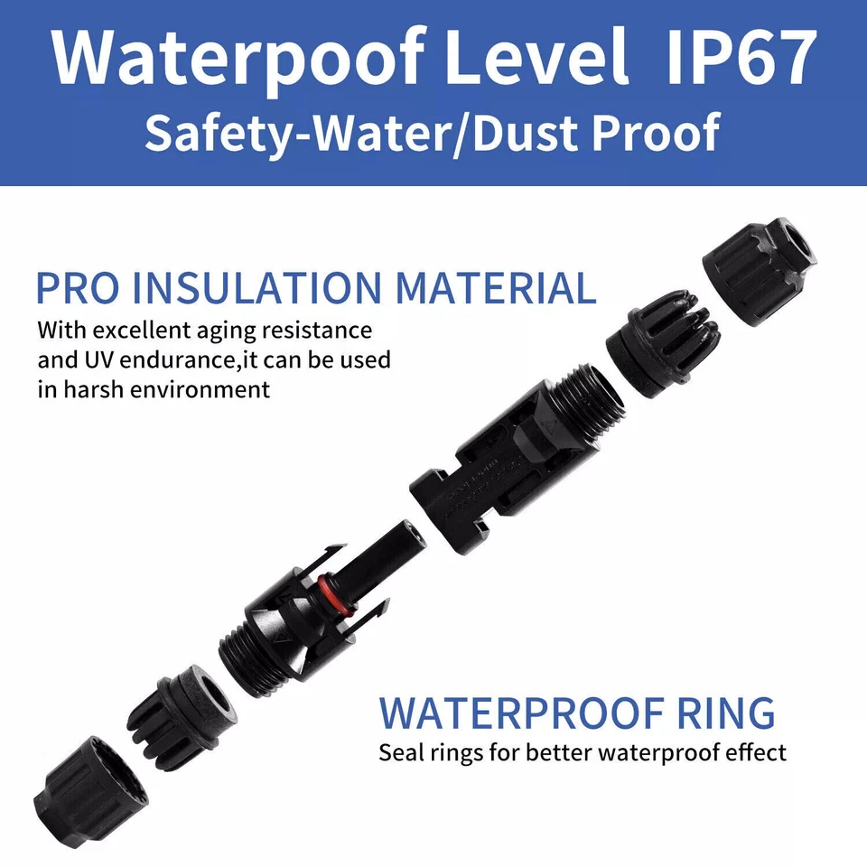 2-100Pairs Solar Panel Cable Connectors Compatible with MC4 2,5/4/6mm² IP67 Kits - Image 4 of 4