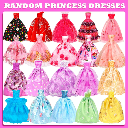 71 Pcs Doll Clothes and Accessories, 5 Wedding Gowns 9 Fashion Dresses 3 Tops 3  - Imagen 2 de 12