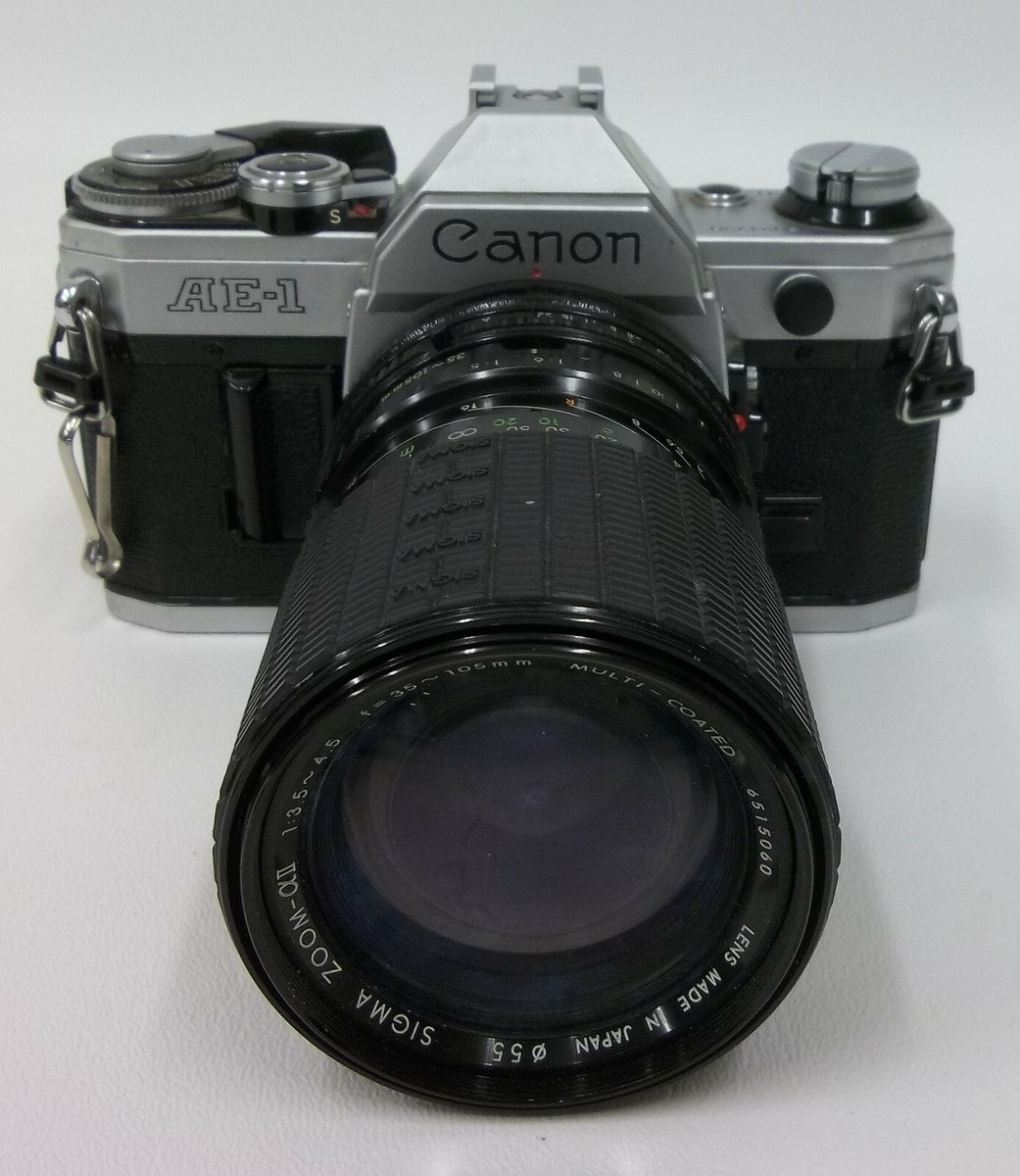 Vintage Canon AE-1 SLR Camera with Sigma Zoom Lens Japan | eBay