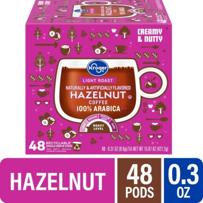 Yummy KROGER Hazelnut Coffee DRINK Light Roast 48 K-Cups Creamy Nutty exp 8/2027