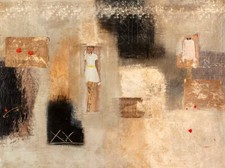 Quadro Astratto CHARAKA SIMONCELLI Carezza Stampa su Mdf o Tela Swarovski Arredo